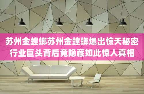 苏州金螳螂苏州金螳螂爆出惊天秘密行业巨头背后竟隐藏如此惊人真相