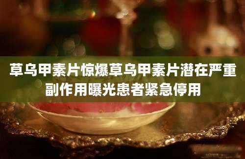 草乌甲素片惊爆草乌甲素片潜在严重副作用曝光患者紧急停用