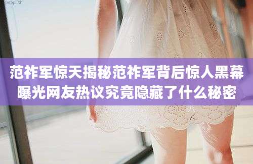 范祚军惊天揭秘范祚军背后惊人黑幕曝光网友热议究竟隐藏了什么秘密