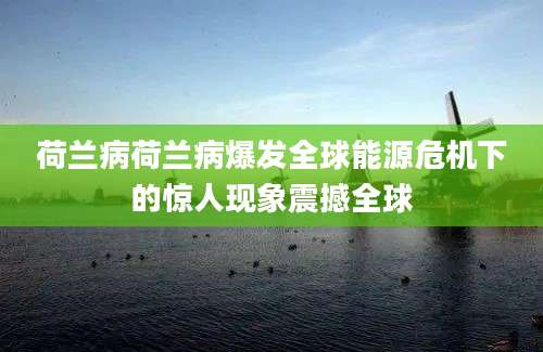 荷兰病荷兰病爆发全球能源危机下的惊人现象震撼全球