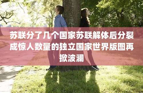 苏联分了几个国家苏联解体后分裂成惊人数量的独立国家世界版图再掀波澜
