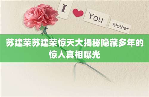 苏建荣苏建荣惊天大揭秘隐藏多年的惊人真相曝光