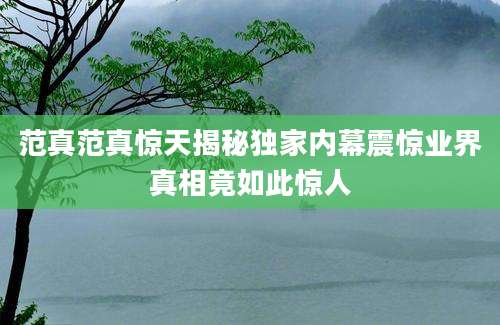 范真范真惊天揭秘独家内幕震惊业界真相竟如此惊人
