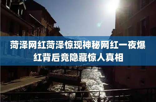 菏泽网红菏泽惊现神秘网红一夜爆红背后竟隐藏惊人真相