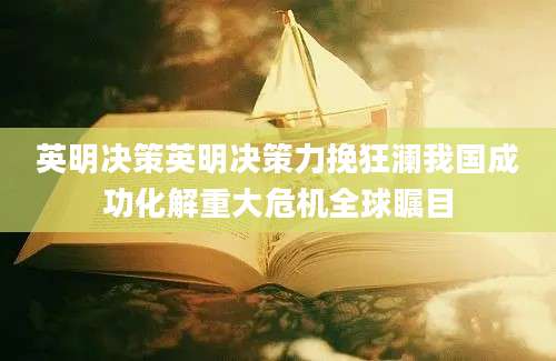 英明决策英明决策力挽狂澜我国成功化解重大危机全球瞩目