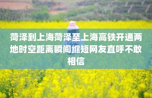 菏泽到上海菏泽至上海高铁开通两地时空距离瞬间缩短网友直呼不敢相信