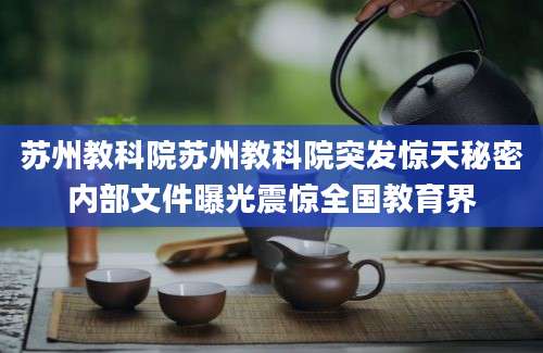 苏州教科院苏州教科院突发惊天秘密内部文件曝光震惊全国教育界