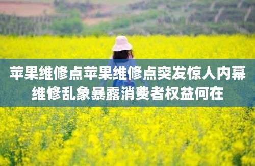 苹果维修点苹果维修点突发惊人内幕维修乱象暴露消费者权益何在