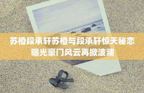苏橙段承轩苏橙与段承轩惊天秘恋曝光豪门风云再掀波澜