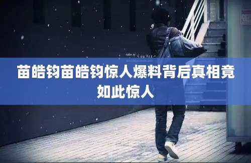 苗皓钧苗皓钧惊人爆料背后真相竟如此惊人