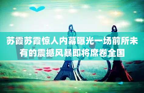 苏霞苏霞惊人内幕曝光一场前所未有的震撼风暴即将席卷全国