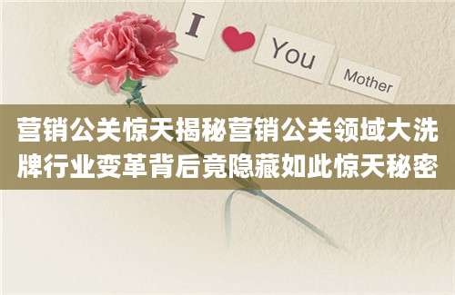 营销公关惊天揭秘营销公关领域大洗牌行业变革背后竟隐藏如此惊天秘密