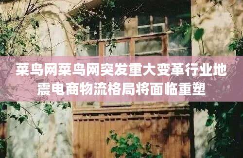 菜鸟网菜鸟网突发重大变革行业地震电商物流格局将面临重塑