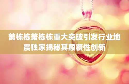 萧栋栋萧栋栋重大突破引发行业地震独家揭秘其颠覆性创新