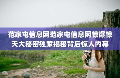 范家屯信息网范家屯信息网惊爆惊天大秘密独家揭秘背后惊人内幕