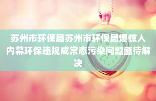 苏州市环保局苏州市环保局爆惊人内幕环保违规成常态污染问题亟待解决