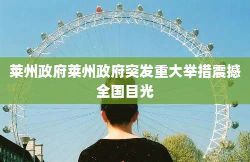 莱州政府莱州政府突发重大举措震撼全国目光