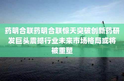 药明合联药明合联惊天突破创新药研发巨头震撼行业未来市场格局或将被重塑