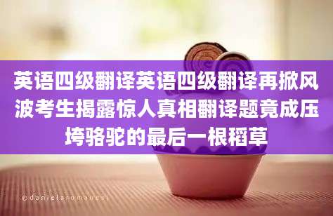 英语四级翻译英语四级翻译再掀风波考生揭露惊人真相翻译题竟成压垮骆驼的最后一根稻草