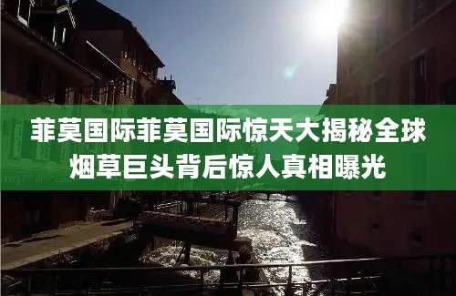 菲莫国际菲莫国际惊天大揭秘全球烟草巨头背后惊人真相曝光