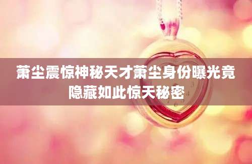 萧尘震惊神秘天才萧尘身份曝光竟隐藏如此惊天秘密