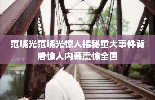 范晓光范晓光惊人揭秘重大事件背后惊人内幕震惊全国