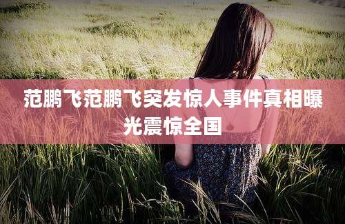 范鹏飞范鹏飞突发惊人事件真相曝光震惊全国