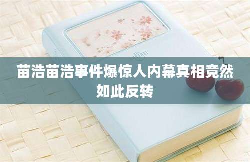 苗浩苗浩事件爆惊人内幕真相竟然如此反转