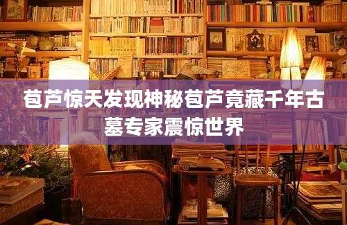 苞芦惊天发现神秘苞芦竟藏千年古墓专家震惊世界