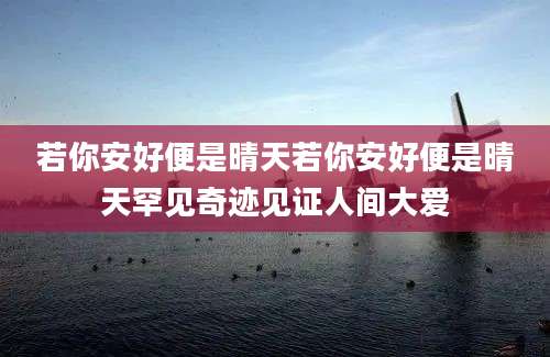 若你安好便是晴天若你安好便是晴天罕见奇迹见证人间大爱