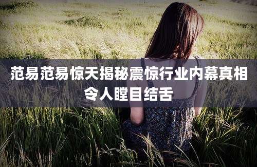 范易范易惊天揭秘震惊行业内幕真相令人瞠目结舌