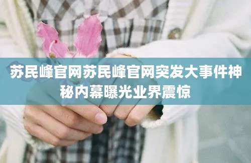 苏民峰官网苏民峰官网突发大事件神秘内幕曝光业界震惊