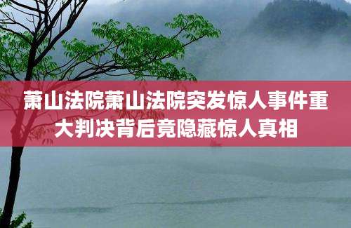 萧山法院萧山法院突发惊人事件重大判决背后竟隐藏惊人真相