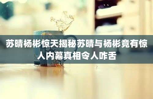 苏晴杨彬惊天揭秘苏晴与杨彬竟有惊人内幕真相令人咋舌