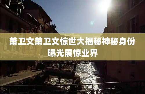 萧卫文萧卫文惊世大揭秘神秘身份曝光震惊业界