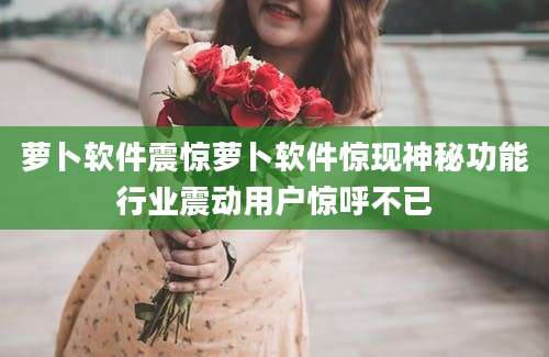 萝卜软件震惊萝卜软件惊现神秘功能行业震动用户惊呼不已