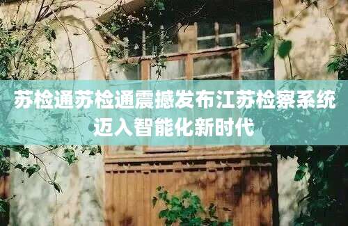 苏检通苏检通震撼发布江苏检察系统迈入智能化新时代