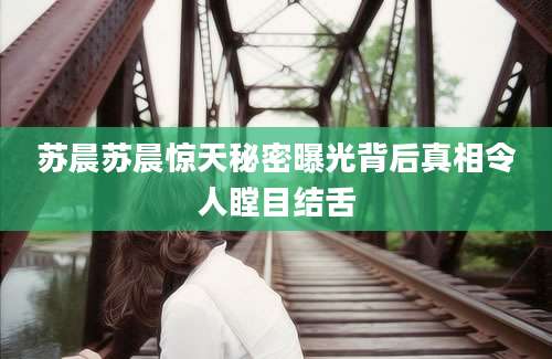 苏晨苏晨惊天秘密曝光背后真相令人瞠目结舌