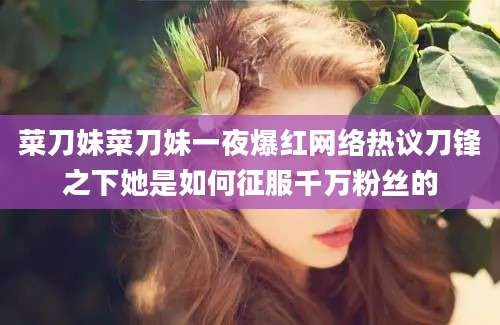 菜刀妹菜刀妹一夜爆红网络热议刀锋之下她是如何征服千万粉丝的