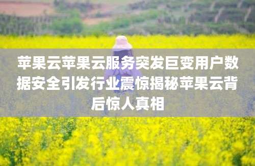 苹果云苹果云服务突发巨变用户数据安全引发行业震惊揭秘苹果云背后惊人真相