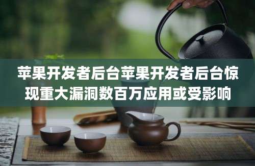 苹果开发者后台苹果开发者后台惊现重大漏洞数百万应用或受影响