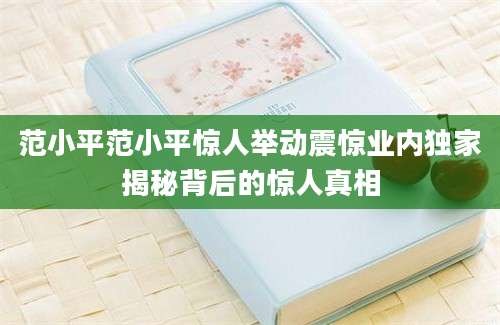 范小平范小平惊人举动震惊业内独家揭秘背后的惊人真相