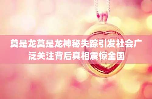 莫是龙莫是龙神秘失踪引发社会广泛关注背后真相震惊全国