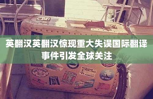 英翻汉英翻汉惊现重大失误国际翻译事件引发全球关注