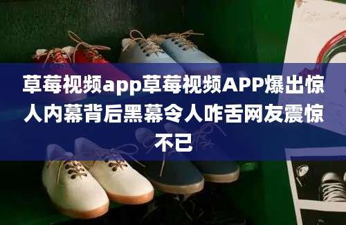 草莓视频app草莓视频APP爆出惊人内幕背后黑幕令人咋舌网友震惊不已