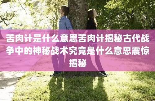 苦肉计是什么意思苦肉计揭秘古代战争中的神秘战术究竟是什么意思震惊揭秘