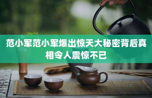 范小军范小军爆出惊天大秘密背后真相令人震惊不已