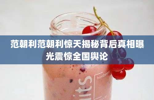 范朝利范朝利惊天揭秘背后真相曝光震惊全国舆论