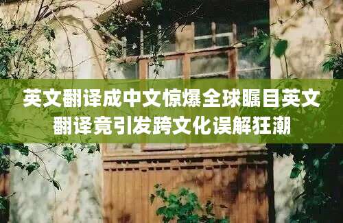 英文翻译成中文惊爆全球瞩目英文翻译竟引发跨文化误解狂潮