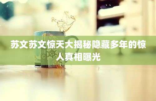 苏文苏文惊天大揭秘隐藏多年的惊人真相曝光